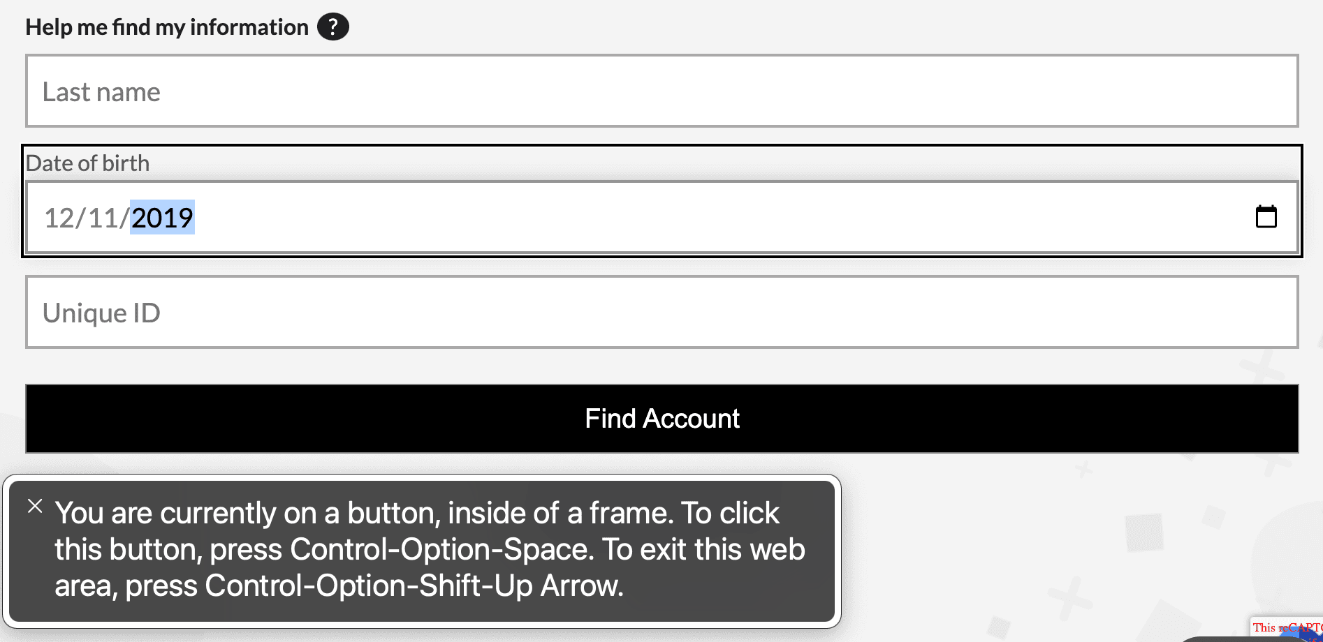 The voiceover assistant has no concept of the HTML date input as changes are made.